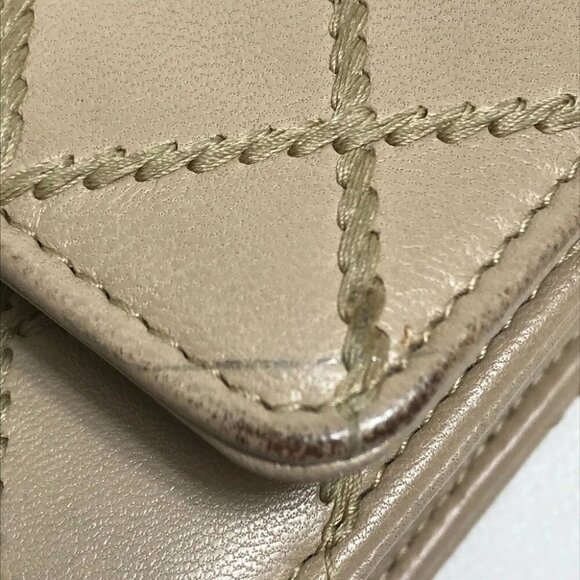 CHANEL Matelasse design Chain wallet Shoulder Bag Long Wallet Lambskin Beige - Picture 9 of 16